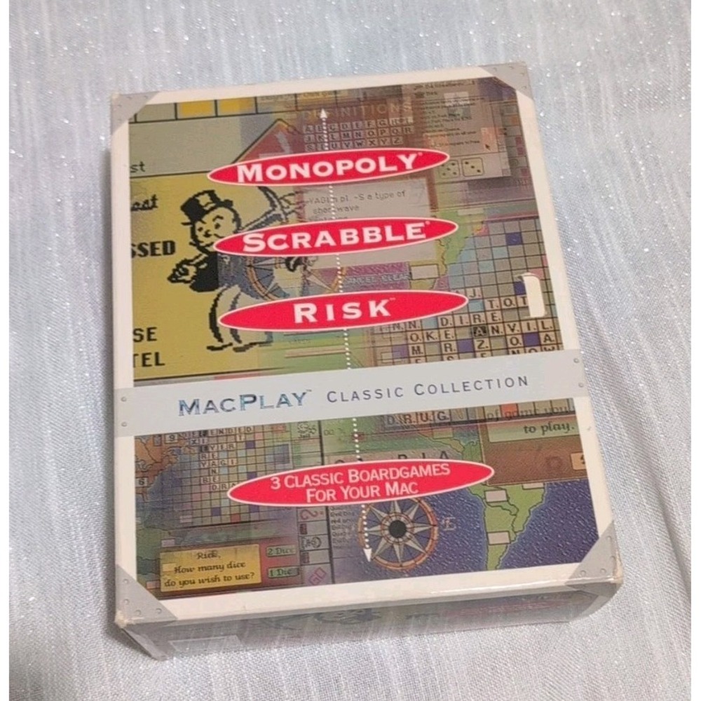 RARE‎ MACPLAY TRIPLE PAK Monopoly Scrabble & Risk Deluxe  1994 Classic BOX SET